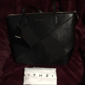 With212 Black Zippered Tote Bag